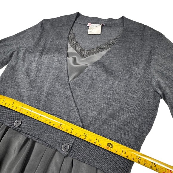 Vintage Babydoll Dress Sz.M Gray  Office Siren Career Work Twee Minimalist - Picture 10 of 13